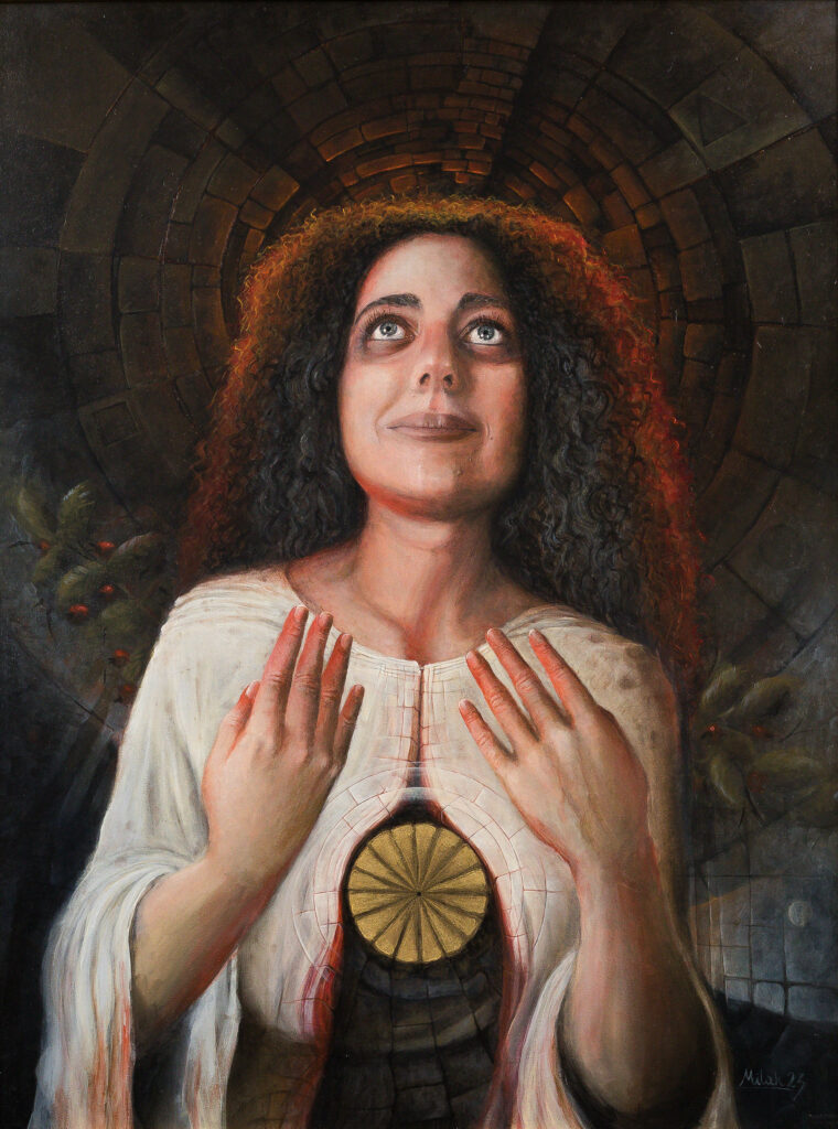 “Podążę za Tobą nawet w ciemność” – akryle/oleje na desce 86x65cm