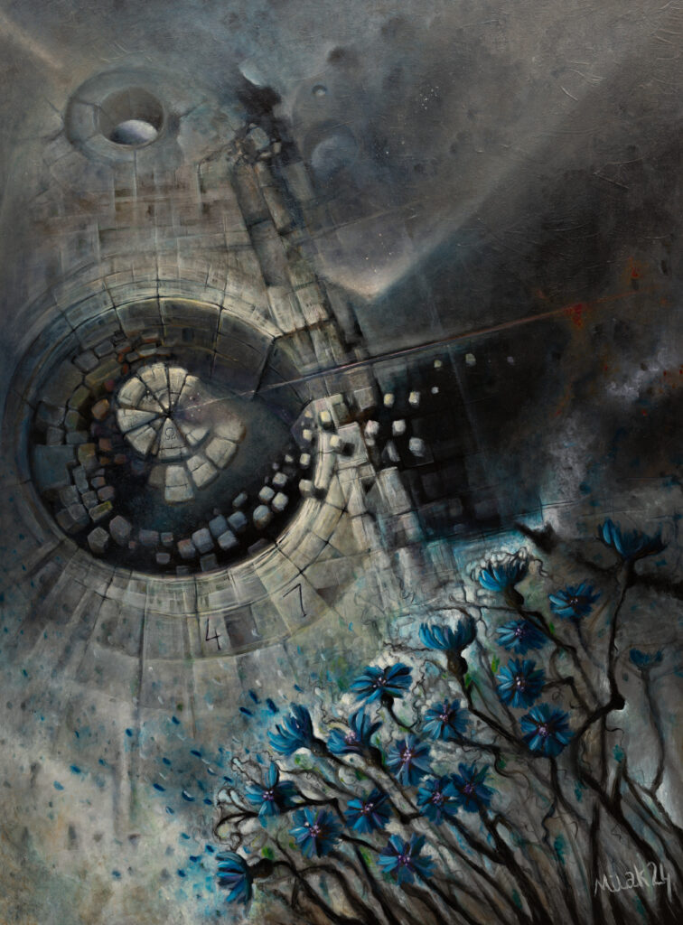 Zapomniane przejście II – akryle/oleje na płycie 80x60cm