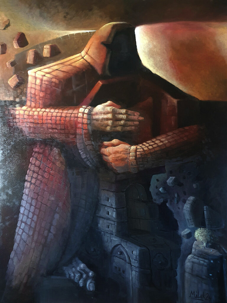 Pielgrzym II – oleje na płycie 100x74cm